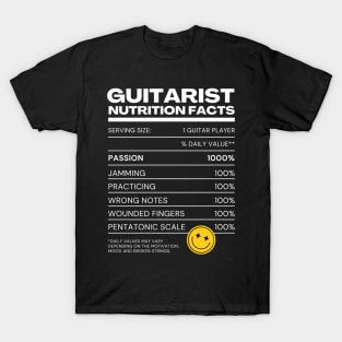 Guitarist User Nutrition Facts - Black Version - Musician Guitar Player Merchandises T-Shirt